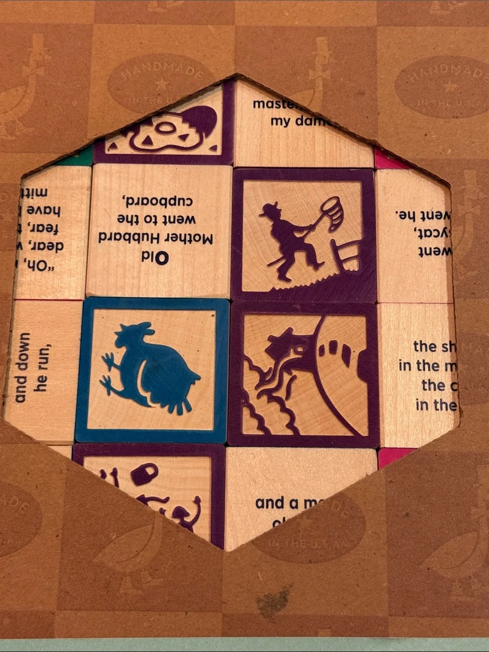 NWT Uncle Goose 28 Nursery Rhyme Wood Embossed Blocks 2+ Handmade Non-Toxic